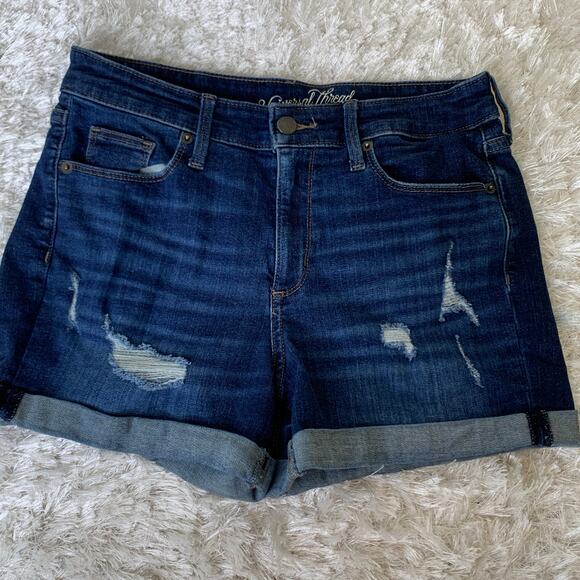 Universal Threads Dark Wash Jean Shorts Sz 6 28 Cuff  High Rise - Picture 1 of 4